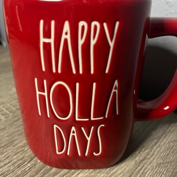 Rae Dunn “Happy Holla Days” Ceramic Coffee Mug Red Microwave & Dishwasher Safe - Picture 6 of 7
